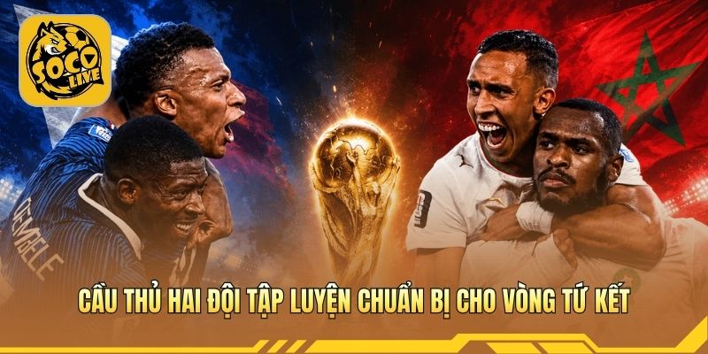 Cầu thủ hai đội tập luyện chuẩn bị cho vòng tứ kết